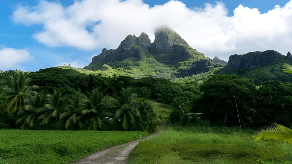 Mount Otemanu Bora Bora rising above the turquoise lagoon